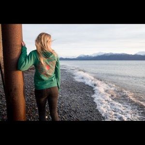 Salmon Sisters Zip Sweater